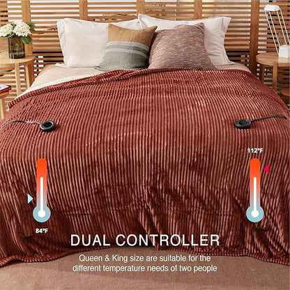 Heated Blanket King Size 100"x90",ETL Certification-6 Heating Levels Electric Blanket&1-10 Hour Auto Off,Heating Blanket with Dual Controller (RED)