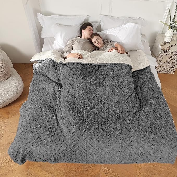 Electric Heated Blanket, 3D Pattern Design, 84“ x 90” Heated Blanket with 5 Heating Levels & 10 Hours Auto Off, Grey, YCDM-EB8490