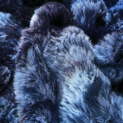 DAICO 3 Pieces Fluffy Faux Rabbit Fur Comforter Set King Size Tie Dyed Navy Plush Fuzzy Bubble Comforter Bedding Set Warm Cozy Bedding Comforter Sets for Winter, 1 Comforter and 2 Pillowcases