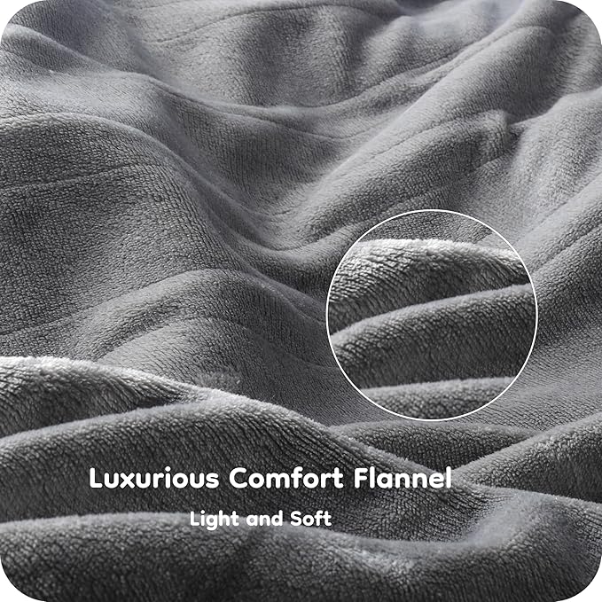 Electric Heated Blanket Full Size 72"×84", Luxurious Breathable Flannel with 4 Heat Settings, 10-Hour Auto Shut-Off & Overheat Protection, for Bed & Couch, Cozy Gift - Light Grey
