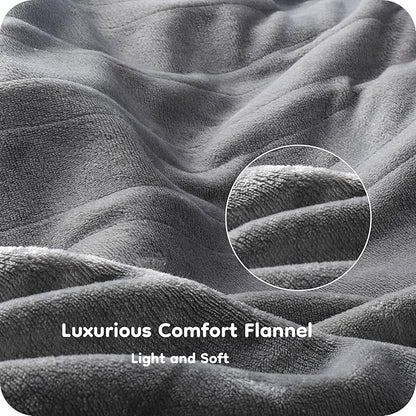 Electric Heated Blanket Full Size 72"×84", Luxurious Breathable Flannel with 4 Heat Settings, 10-Hour Auto Shut-Off & Overheat Protection, for Bed & Couch, Cozy Gift - Light Grey