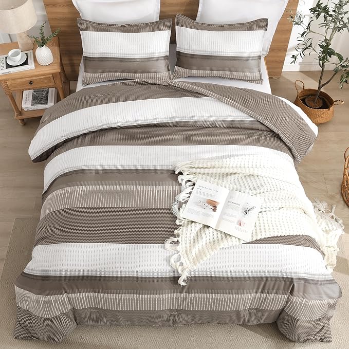 Litanika Comforter Set Twin/Twin XL Hazel - 2 Pieces Lightweight Colorblock Stripe Fluffy Bedding Comforter Sets, All Season Bed Set