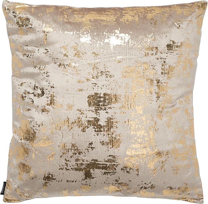 SAFAVIEH Home Collection Edmee Metallic Beige/Gold 18-inch Square Decorative Accent Throw Pillow with Insert