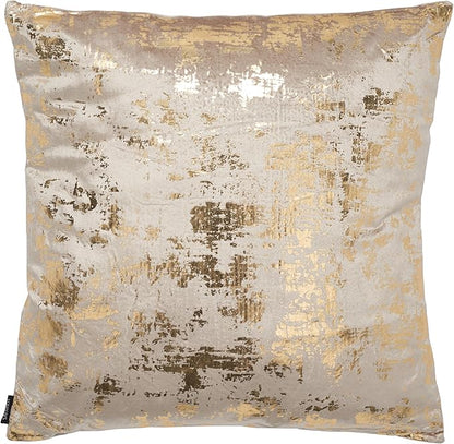 SAFAVIEH Home Collection Edmee Metallic Beige/Gold 18-inch Square Decorative Accent Throw Pillow with Insert
