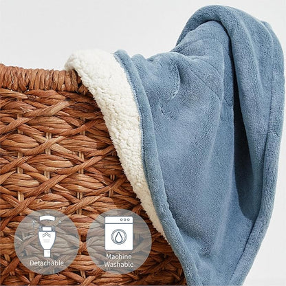 Heated Blanket 50''x60''-Soft and Comfortable Electric Throw,5 Heat Settings and 3H Auto Shut-Off Heating Blanket ETL&FCC Certification Machine Washable (Blue)
