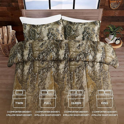 VISI-ONE Realtree Excape Camo Comforter Set King Size 3 Piece - Cozy Soft Lightweight Microfiber Bedding Machine Washable - Rustic Hunting Lodge Cabin RV Decor - Modern Farmhouse Outdoor Gift Set
