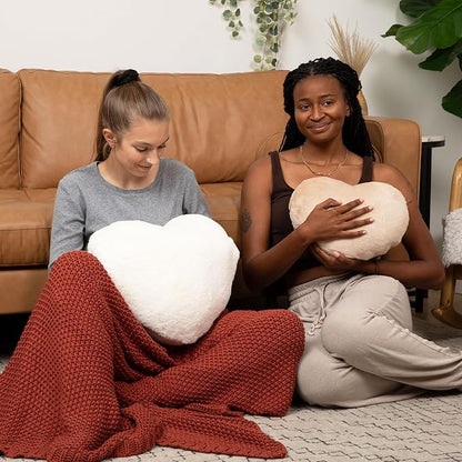 HUGIMALS Super Sized Heart to Hug Pillow in Ivory | 8 lb Weighted Soft Heart Shaped Sensory Pillow | for Self-Care, Relaxation, Sleep with Cozy Hand Pocket - Thoughtful Gift for Adults, Teens