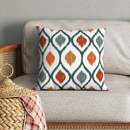 Americanflat 16x16 Throw Pillow with Sewn-in Insert - All-in-One Decorative Pillows - No Cover Needed - Soft and Durable Cushion for Bed or Sofa - Polyester - Deep Teal, Orange, Yellow and White