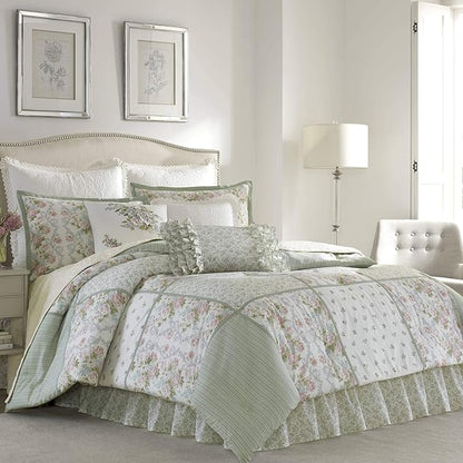 Laura Ashley Home - Throw Pillow with Envelope Closure, Elegant Home Decor for Bed or Sofa (Harper Pale Green, 14" x 20")