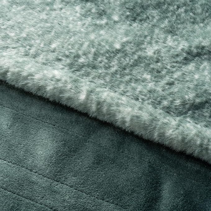 Berkshire Blanket Heated Throw Blanket, Grace Fur to Loftmink Reversible Electric Throw with 4 Heat Levels, Fast Heating Printed Throw for Couch and Bed, Auto Shut-Off Feature (50"x60")
