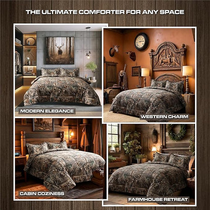 VISI-ONE Realtree Edge Camo Queen 3 Piece Comforter Set – Western Rustic Charm with Farmhouse Accents, All Season Design for Nature & Outdoor Lovers, Country Homes, Cabins, Lodges & Modern Living