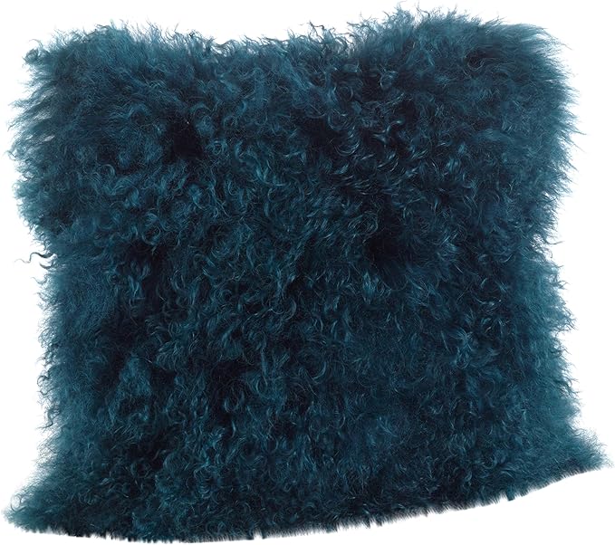 SARO LIFESTYLE Mongolian Lamb Fur Poly Filled Throw Pillow