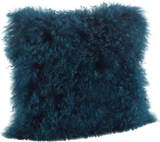 SARO LIFESTYLE Mongolian Lamb Fur Poly Filled Throw Pillow