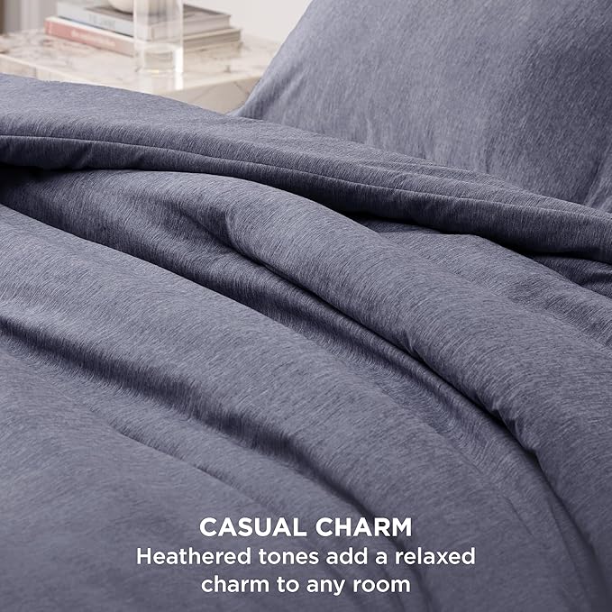 Bedsure Queen Comforter Set - Denim Grey Comforter Queen Size, Soft Bedding for All Seasons, Cationic Dyed Bedding Set, 3 Pieces, 1 Comforter (90"x90") and 2 Pillow Shams (20"x26"+2")