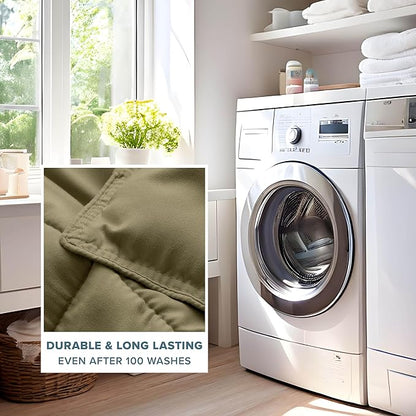 Bare Home Comforter Set - King/California King Size - Ultra-Soft - Goose Down Alternative - Premium 1800 Series - All Season Warmth (King/Cal King, Olive)