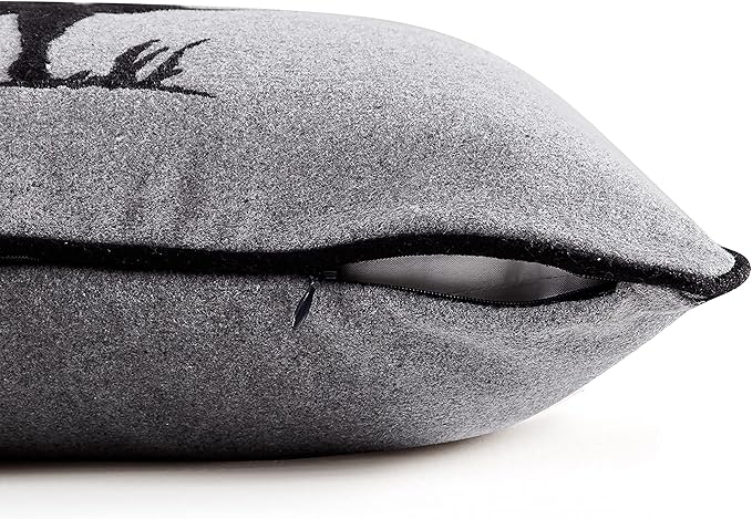 Eddie Bauer Home Throw Pillow with Zipper Closure, Perfect Luxurious Bedding Set for Bed or Sofa, 16" x 20", Elk Charcoal/Black