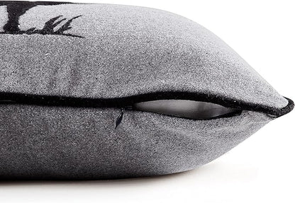 Eddie Bauer Home Throw Pillow with Zipper Closure, Perfect Luxurious Bedding Set for Bed or Sofa, 16" x 20", Elk Charcoal/Black