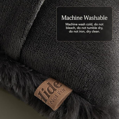 UnHide Squish Lumbar Pillow - Faux Fur Pillow - Extra Soft Throw Pillow - Rectangular Shaped, Polyester Fill - Machine Washable - Perfect for Living Room Or Bedroom - 10” x 18” - Charcoal Charlie