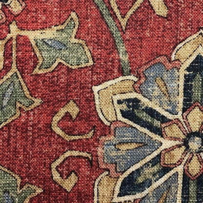 HiEnd Accents Washed Linen Melinda Lumbar Floral Pillow, 14x36 inch, Navy Blue and Red, Medallion Classic Western Rustic Lodge Bedding, Decorative Throw Pillow