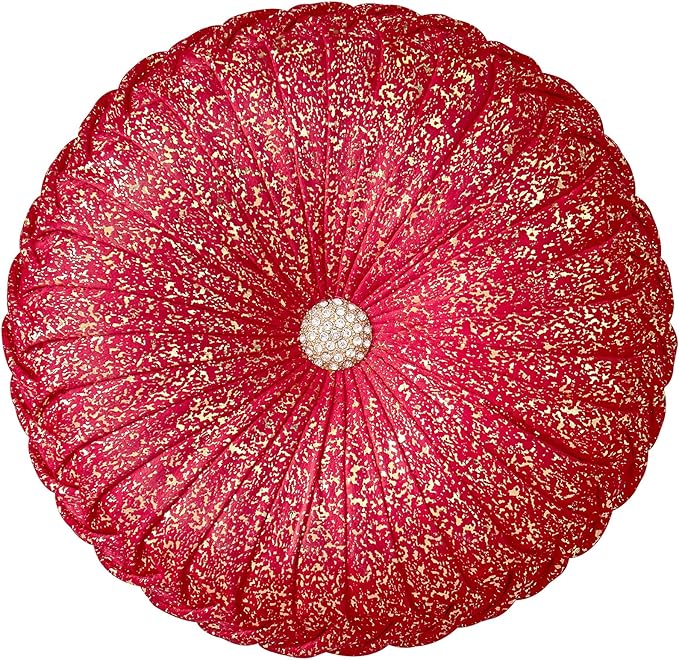 EUCIOR Round Throw Pillows,Pumpkin Pleated Handmade Throw Pillows,Red Throw Pillow Decorative Pillows for Home Decor Bedroom Living Room Couch Bed Sofa (Red)
