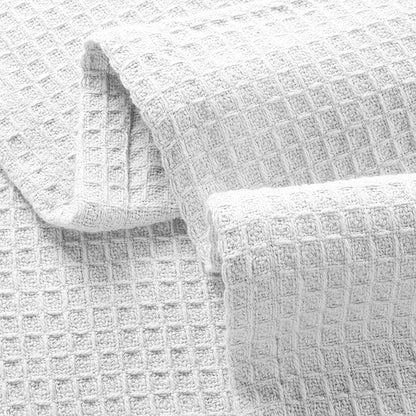Glamburg 100% Cotton Thermal Bed Blanket, Breathable Waffle Blanket Queen Size, Soft For All Seasons, White