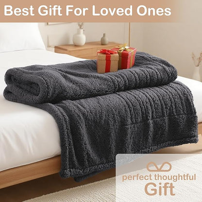 Electric Heated Blanket Throw Size 50"×60" with 9 Heating Levels & 1-10 Hs auto Off, Heating Throw Double Sided Sherpa, Energy Efficient, Machine Washable, for Couch & Office, Dark Gray