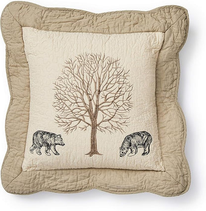 Donna Sharp Cotton Throw Pillow - Bear Creek Lodge Decorative Throw Pillow with Bear Pattern - Square