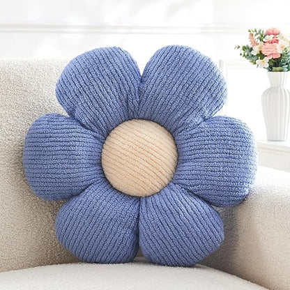 Flower Pillow,Cute Daisy Flower Shaped Throw Pillow for Home Decor,Soft Flower Throw Pillow Seating Cushion for Bedroom,Sofa,Couch (15.7",Blue)