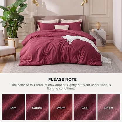 Bedsure Twin/Twin XL Comforter Set - Dark Red Soft Bedding for All Seasons, Cationic Dyed Bed Set, 2 Pieces, 1 Twin Size Comforter (68"x88") and 1 Pillow Sham (20"x26"+2")