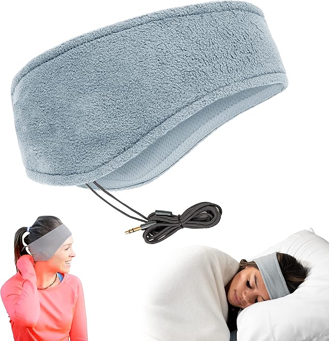 CozyPhones Sleep Headphones - Over Ear Headphones from Ultra Thin Cool Mesh Wired for Side Sleepers, Meditation, Running, Laptop, and Phone - Gray Lycra