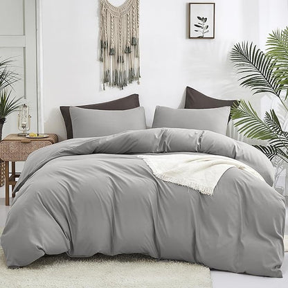 Cottonight Silver Grey Comforter Sets Full Light Gray Bedding Comforter Set Women Men Solid Pure Gray Blanket Quilts Fuzzy Breathable Light Grey Bedding Comforter Sets for Women Men