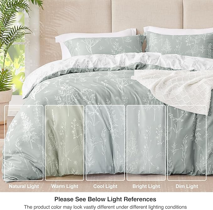 Love's cabin Grey Twin Comforter Set - Twin XL Size Comforter Set Dorm Bedding, 2 Pieces Cute Floral Bedding, Soft Reversible Flowers Comforter, 1 Comforter & 1 Pillow Sham