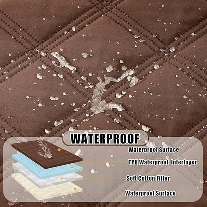 Smiry Waterproof Dog Bed Cover Blanket 40x50, Soft Reversible Pet Blanket, Washable Leakproof Cats Dogs Couch Cover for Sofa, Couch, Furniture, Brown/Beige