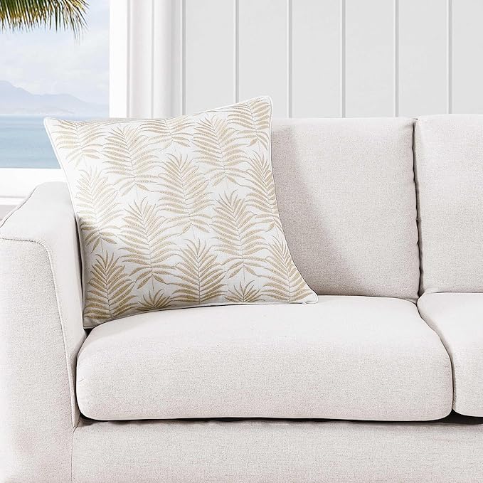 Tommy Bahama Throw Pillow Super Soft Constructions, Ideal for Couch or Bed, Tropical Home Essentials, 20" x 20", Field of Fronds Beige