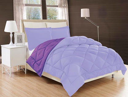 Elegant Comfort All Season Comforter and Year Round Medium Weight Super Soft Down Alternative Reversible 3-Piece Comforter Set, King, Lavender/Purple