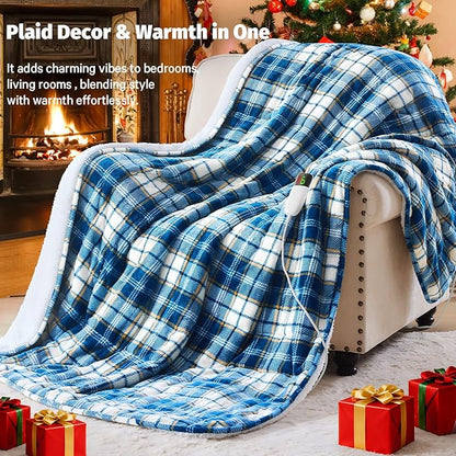Heated Weighted Blanket for Adults Throw/Twin Size 13Lbs, 50"x60", 2-in-1 Electric Heating Pad Lap Heavy Blanket for 120-140lbs, 10 Heat Level 1-8H Auto-Off, Christmas Birthday Gifts for Women Mom Men