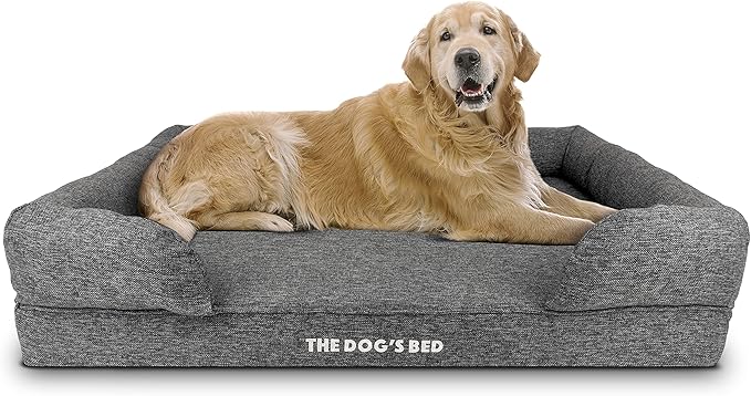 The Dog’s Bed Orthopedic Memory Foam Dog Bed with Bolsters, Linen Fabric, Grey Linen, XL