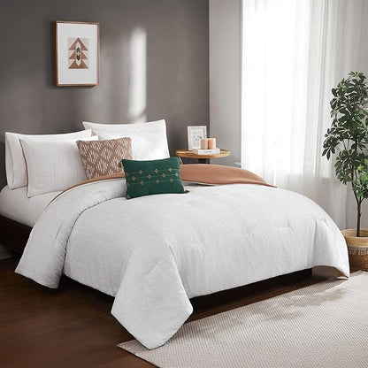 Modern Threads Hunter Gray Jacquard Comforter Set – 5 Piece Heathered Light Gray Bed Set with Decorative Pillows & Shams, Textured Soft Bedding for All Seasons, King