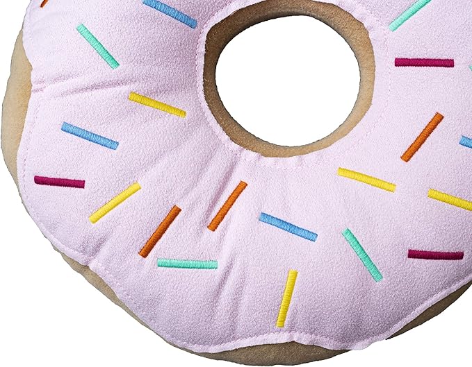 Mabel Home Throw Pillow 14", Donut, 3D Digital Print Decorative Comfortable Soft Plush Funny Food Shaped Pillow, Seat Pad Cushion for Couch, Chair, Floor, Sofa (Pink)
