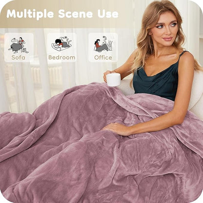 Electric Heated Blanket Twin Size 62"×84", Breathable & Luxurious Flannel,Soft Warm Gift with Over-Heat Protection, 4 Heating Levels & 10 H Auto Shut Off, Machine Washable, Purple