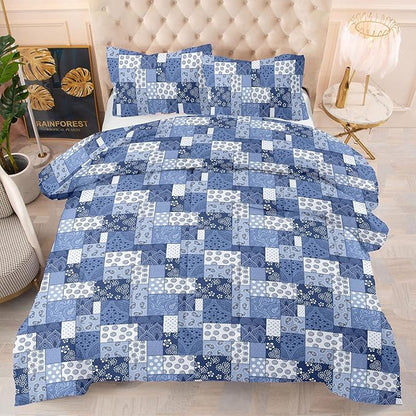 HighBuy Dark Blue Medallion Comforter Set Twin XL Soft Comforter for Teens Hotel Patchwork Bedding Comforter Boho Bedding Set Toddler Comforter Sets Fluffy 3 PC with 2 Pillowcases for Twin XL Bed