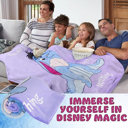Disney Eeyore Throw Blanket Soft Fleece Blanket Bedroom Comforter 59 x 51” (Purple Eeyore)