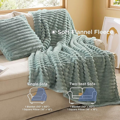 Bedsure Comforter Queen Size 5 Pieces - Queen Size Comforter Set with Fleece Throw Blanket and Decorative Pillow, Lightweiget Bedding Comforter Sets, All Season Bedding Sets, Emerald Green