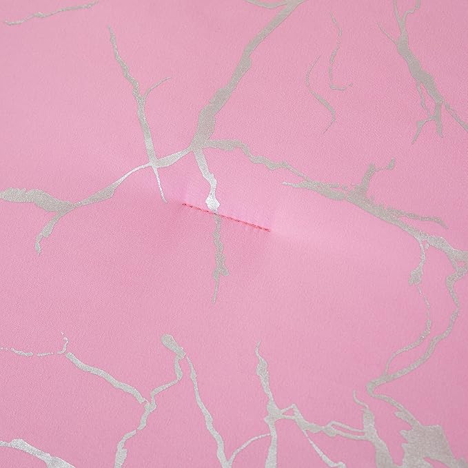 MWMWMW Pink Comforter Set Queen, Marbling Silver Glitter Bedding Set, 3Pcs Pink Queen Bedding Sets for Girls Women (1 Comforter, 2 Pillowcases)