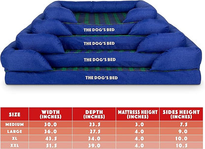 The Dog’s Bed Orthopedic Memory Foam Dog Bed with Bolsters, Oxford Fabric, Black Watch Tartan, XL