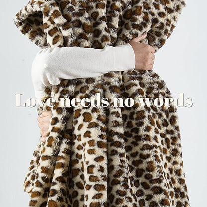 JONIYEAR Cozy Plush Brown Cheetah Faux Rabbit Fur Blanket Twin Size 60" x 70",Oversized Thick Fuzzy Leopard Lap Blankets for Women, Soft Fluffy Animal Printed Warm Shaggy Blanket for Winter, Beige