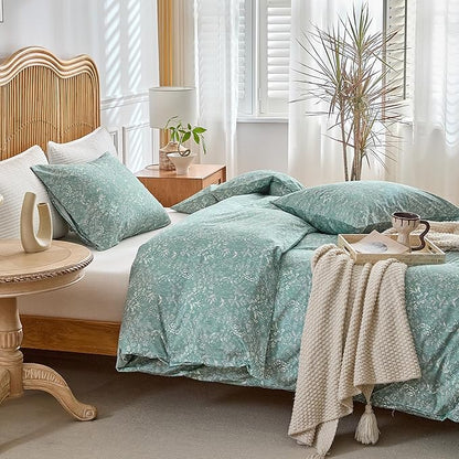 Full Size Bedding Set (1 Comforter + 2 Pillowcases) for Bedroom Boho Premium Microfiber 3 Pieces Comforter Set Washable for All Ages, Sage Green, 80''x90''