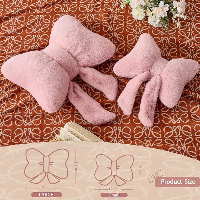 Bowknot Throw Pillows Bow Decorative Pillow Aesthetic Home Decor Knot Plush Pillows Soft Seat Cushions Cute Throw Pillow for Couch Bow Room Decor