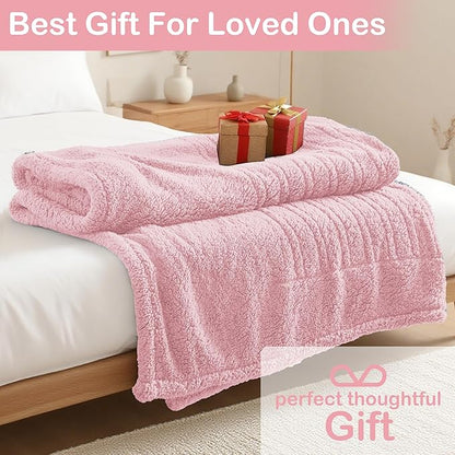 Electric Heated Blanket Full Size 72"×84" with 9 Heating Levels & 1-10Hs Auto Off，Double Sided Plush Sherpa, Energy Efficient, Machine Washable, for Couch & Bed, Light Pink
