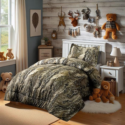 VISI-ONE Realtree Excape Camo Comforter Set Twin Size 2 Piece - Soft Lightweight Microfiber Kids Teens Bedding Machine Washable - Rustic Camp Lodge Cabin Decor for Young Nature Lovers